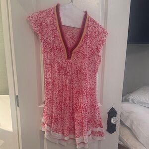 Poupette St. Barth Pink and White Mini Dress